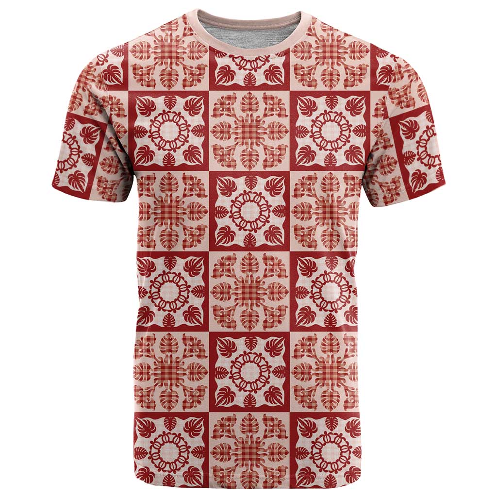 Ulaula Palaka Quilt Hawaii T Shirt Hawaiian Tropical Monstera Sea Turtle
