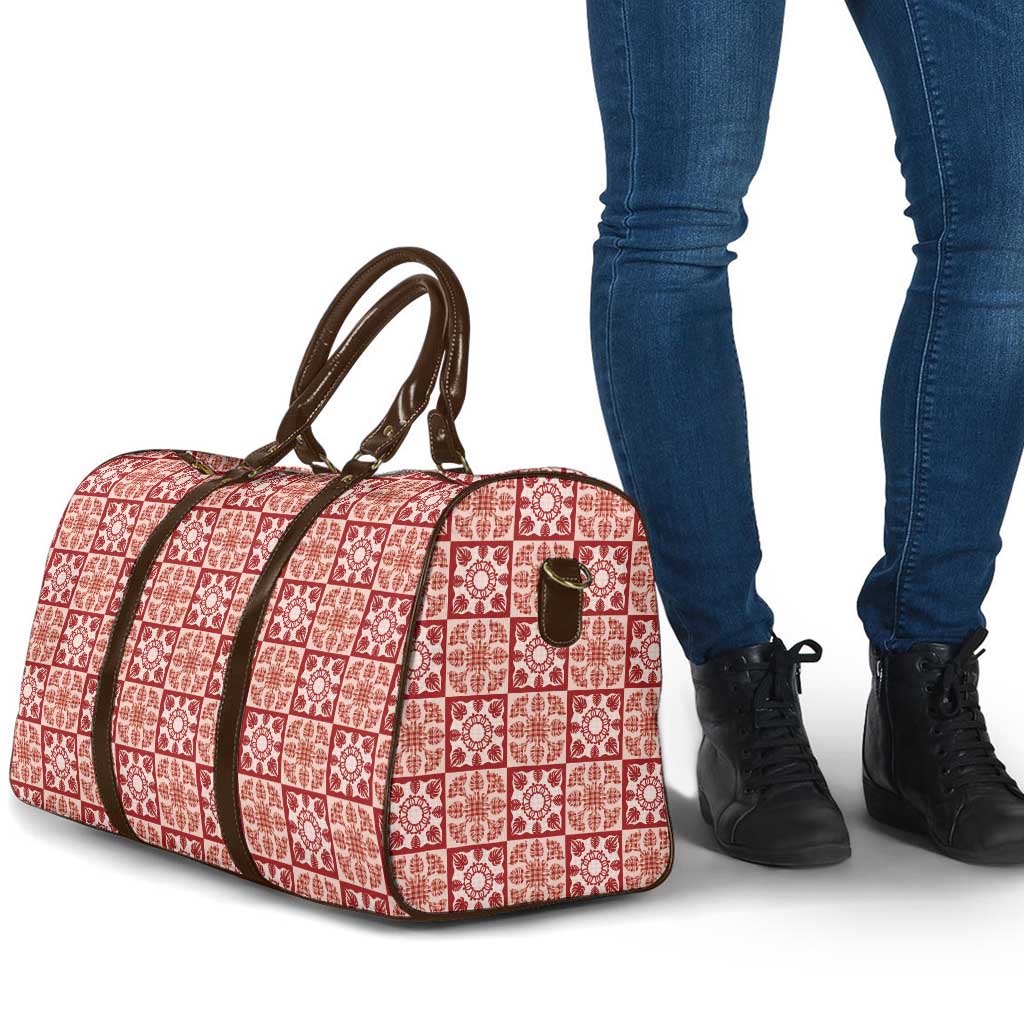 Ulaula Palaka Quilt Hawaii Travel Bag Hawaiian Tropical Monstera Sea Turtle