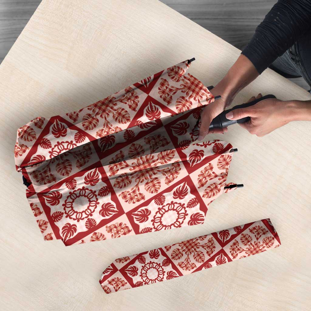 Ulaula Palaka Quilt Hawaii Umbrella Hawaiian Tropical Monstera Sea Turtle LT14 - Polynesian Pride