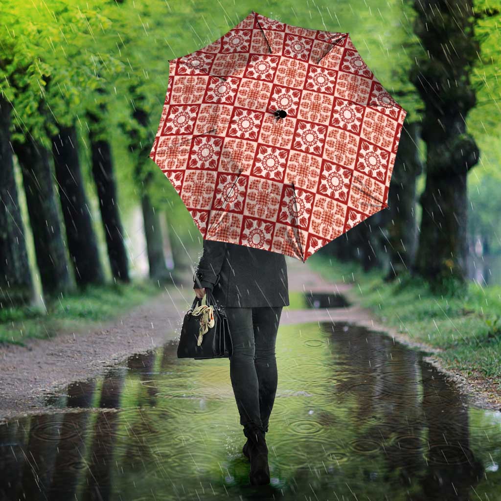 Ulaula Palaka Quilt Hawaii Umbrella Hawaiian Tropical Monstera Sea Turtle LT14 - Polynesian Pride