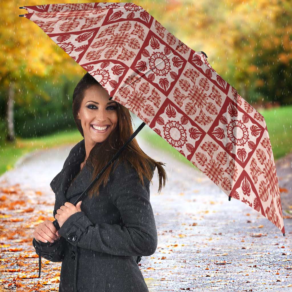 Ulaula Palaka Quilt Hawaii Umbrella Hawaiian Tropical Monstera Sea Turtle LT14 - Polynesian Pride