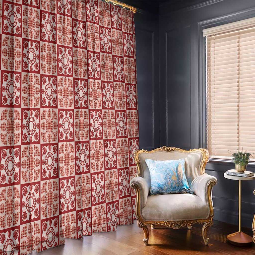 Ulaula Palaka Quilt Hawaii Window Curtain Hawaiian Tropical Monstera Sea Turtle LT14 - Polynesian Pride