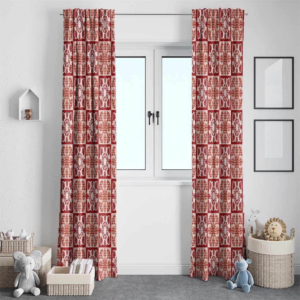 Ulaula Palaka Quilt Hawaii Window Curtain Hawaiian Tropical Monstera Sea Turtle LT14 - Polynesian Pride