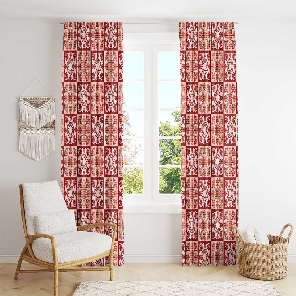Ulaula Palaka Quilt Hawaii Window Curtain Hawaiian Tropical Monstera Sea Turtle LT14 - Polynesian Pride