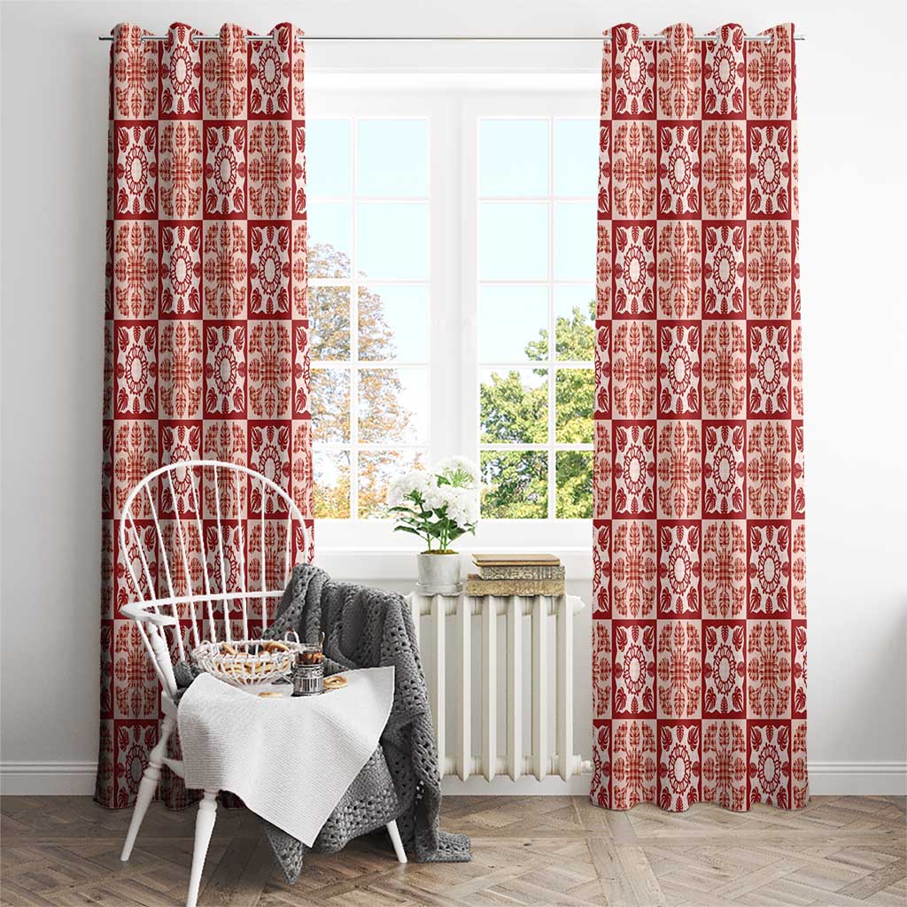 Ulaula Palaka Quilt Hawaii Window Curtain Hawaiian Tropical Monstera Sea Turtle LT14 - Polynesian Pride