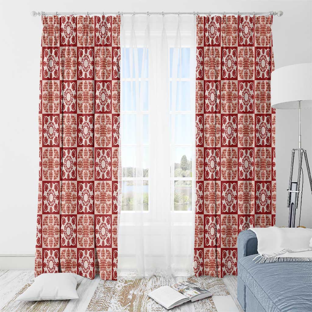 Ulaula Palaka Quilt Hawaii Window Curtain Hawaiian Tropical Monstera Sea Turtle LT14 - Polynesian Pride