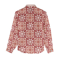Ulaula Palaka Quilt Hawaii Women Casual Shirt Hawaiian Tropical Monstera Sea Turtle
