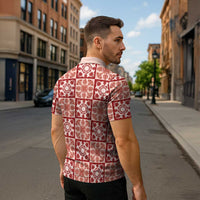 Ulaula Palaka Quilt Hawaii Zipper Polo Shirt Hawaiian Tropical Monstera Sea Turtle
