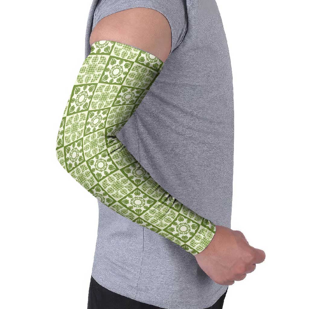 Omaomao Palaka Quilt Hawaii Arm Sleeves Hawaiian Tropical Monstera Sea Turtle