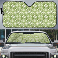 Omaomao Palaka Quilt Hawaii Auto Sun Shade Hawaiian Tropical Monstera Sea Turtle LT14 Green - Polynesian Pride