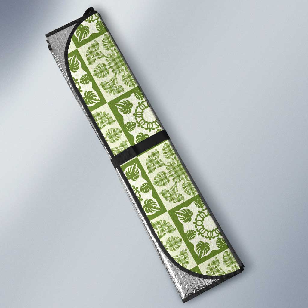 Omaomao Palaka Quilt Hawaii Auto Sun Shade Hawaiian Tropical Monstera Sea Turtle LT14 - Polynesian Pride