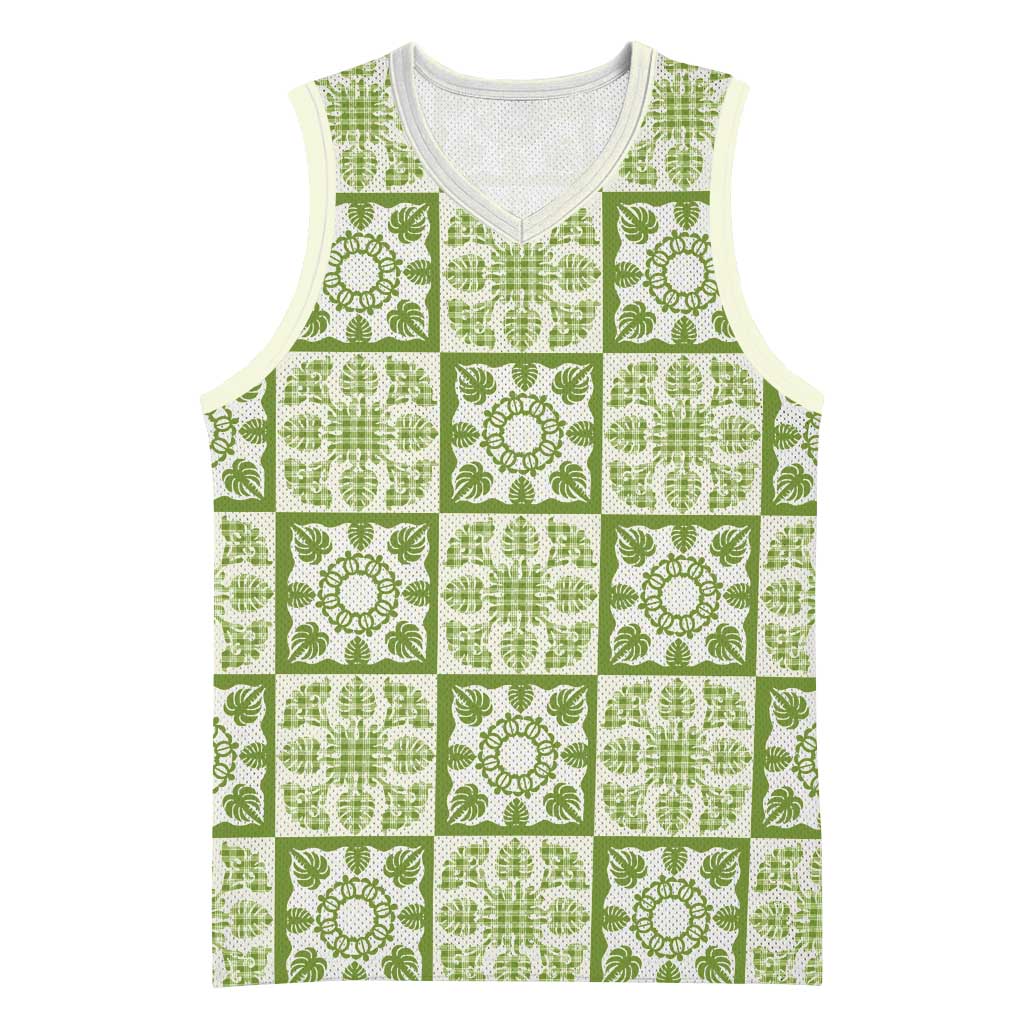 Omaomao Palaka Quilt Hawaii Basketball Jersey Hawaiian Tropical Monstera Sea Turtle