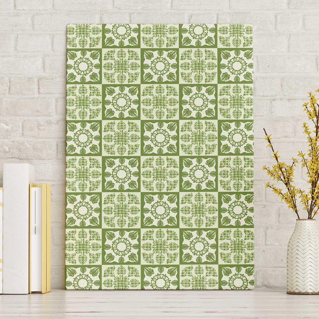 Omaomao Palaka Quilt Hawaii Canvas Wall Art Hawaiian Tropical Monstera Sea Turtle
