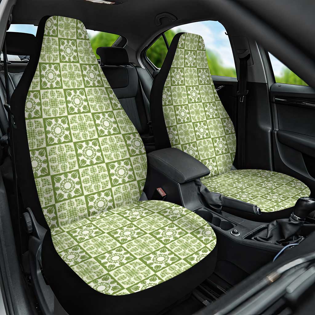 Omaomao Palaka Quilt Hawaii Car Seat Cover Hawaiian Tropical Monstera Sea Turtle LT14 One Size Green - Polynesian Pride