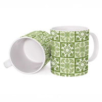 Omaomao Palaka Quilt Hawaii Ceramic Mug Hawaiian Tropical Monstera Sea Turtle LT14 - Polynesian Pride