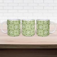 Omaomao Palaka Quilt Hawaii Ceramic Mug Hawaiian Tropical Monstera Sea Turtle LT14 - Polynesian Pride