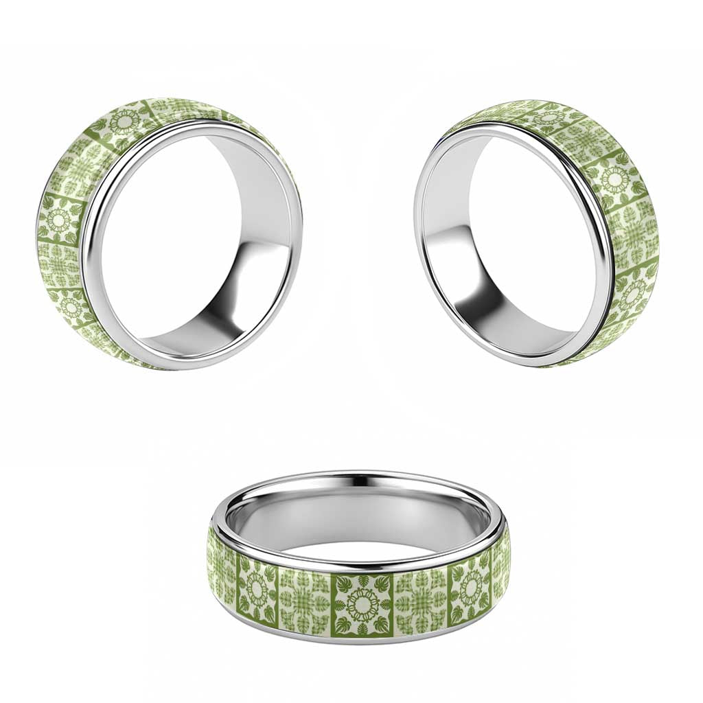 Omaomao Palaka Quilt Hawaii Classic Ring Hawaiian Tropical Monstera Sea Turtle LT14 - Polynesian Pride