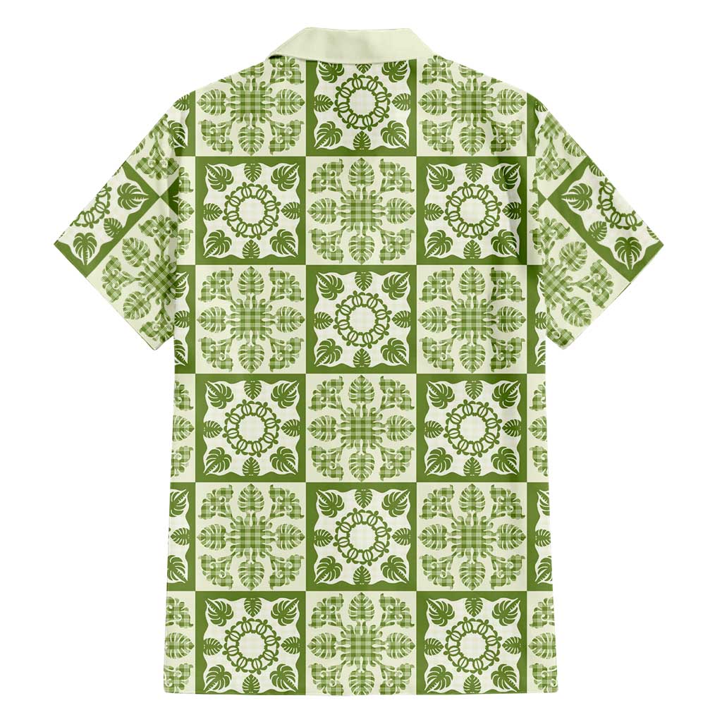 Omaomao Palaka Quilt Hawaii Family Matching Long Sleeve Bodycon Dress and Hawaiian Shirt Hawaiian Tropical Monstera Sea Turtle