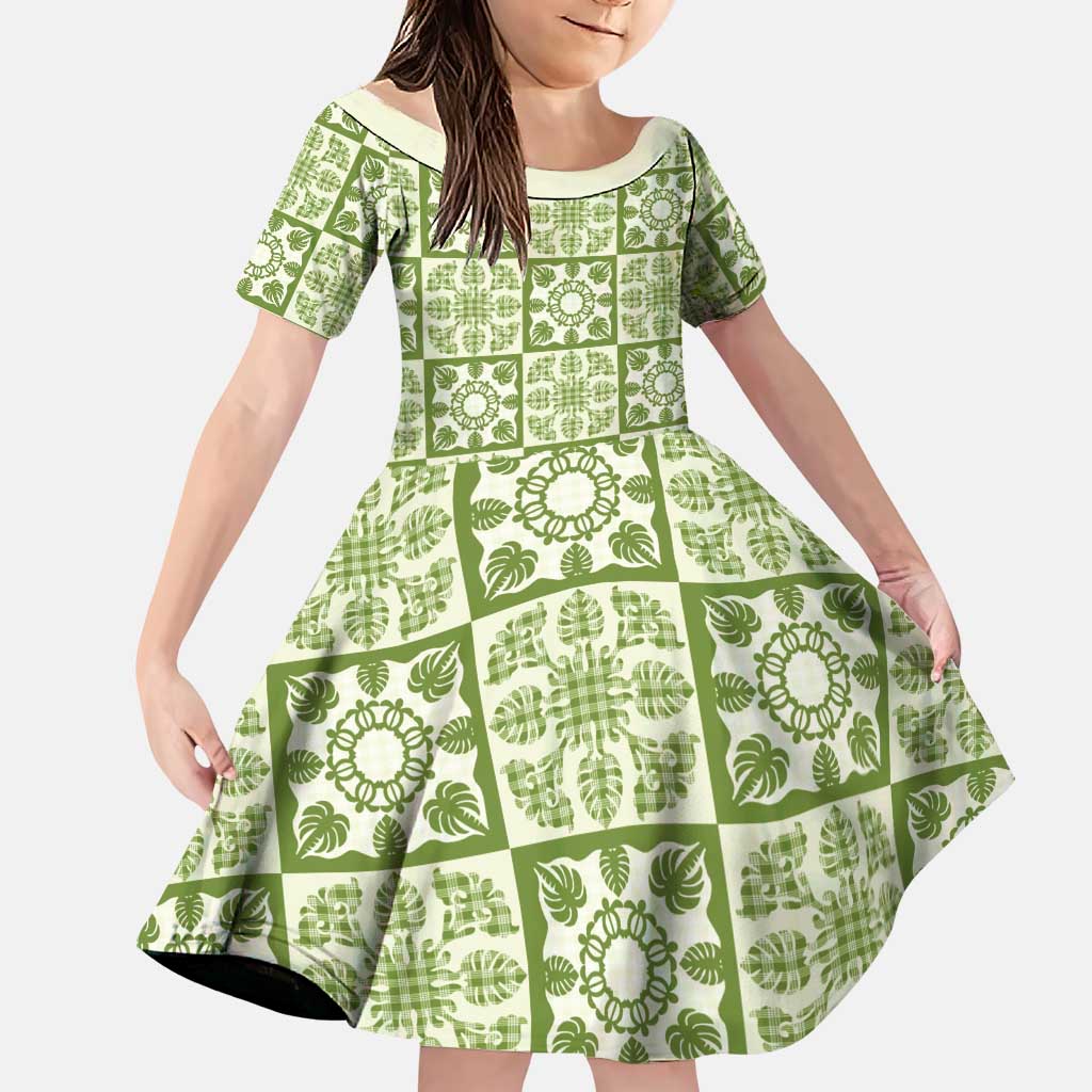 Omaomao Palaka Quilt Hawaii Family Matching Off Shoulder Maxi Dress and Hawaiian Shirt Hawaiian Tropical Monstera Sea Turtle