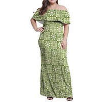 Omaomao Palaka Quilt Hawaii Family Matching Off Shoulder Maxi Dress and Hawaiian Shirt Hawaiian Tropical Monstera Sea Turtle