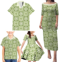 Omaomao Palaka Quilt Hawaii Family Matching Puletasi and Hawaiian Shirt Hawaiian Tropical Monstera Sea Turtle
