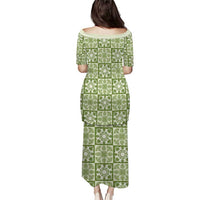 Omaomao Palaka Quilt Hawaii Family Matching Puletasi and Hawaiian Shirt Hawaiian Tropical Monstera Sea Turtle