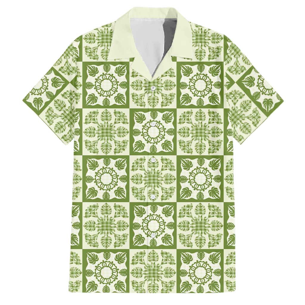 Omaomao Palaka Quilt Hawaii Family Matching Short Sleeve Bodycon Dress and Hawaiian Shirt Hawaiian Tropical Monstera Sea Turtle