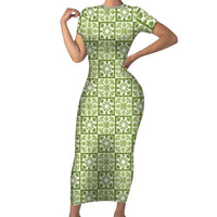 Omaomao Palaka Quilt Hawaii Family Matching Short Sleeve Bodycon Dress and Hawaiian Shirt Hawaiian Tropical Monstera Sea Turtle