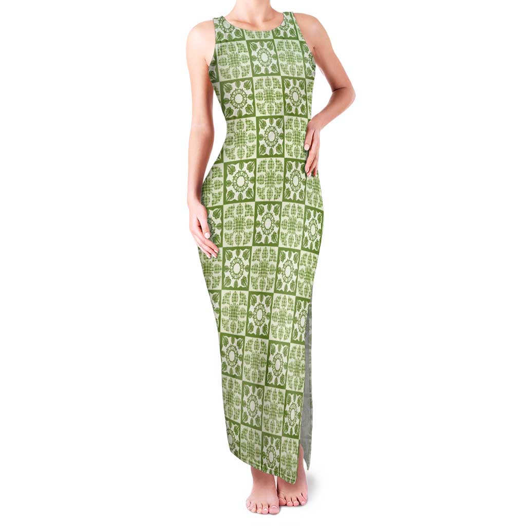 Omaomao Palaka Quilt Hawaii Family Matching Tank Maxi Dress and Hawaiian Shirt Hawaiian Tropical Monstera Sea Turtle
