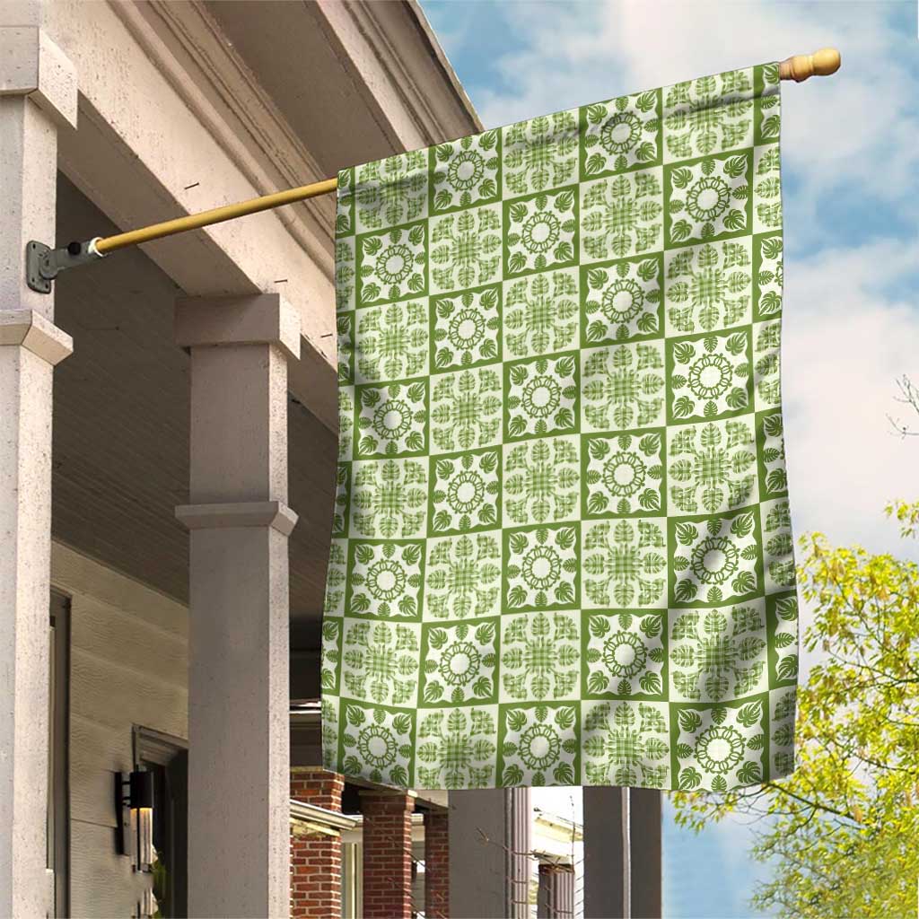 Omaomao Palaka Quilt Hawaii Garden Flag Hawaiian Tropical Monstera Sea Turtle