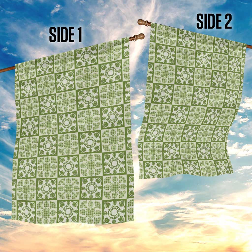 Omaomao Palaka Quilt Hawaii Garden Flag Hawaiian Tropical Monstera Sea Turtle