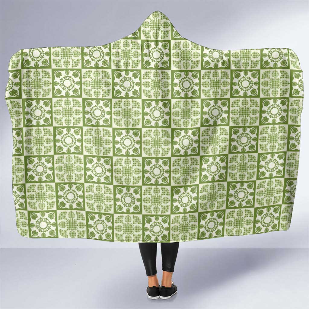 Omaomao Palaka Quilt Hawaii Hooded Blanket Hawaiian Tropical Monstera Sea Turtle