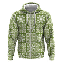 Omaomao Palaka Quilt Hawaii Hoodie Hawaiian Tropical Monstera Sea Turtle