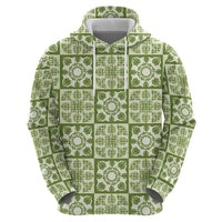 Omaomao Palaka Quilt Hawaii Hoodie Hawaiian Tropical Monstera Sea Turtle