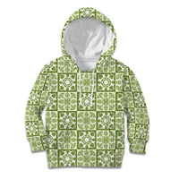 Omaomao Palaka Quilt Hawaii Kid Hoodie Hawaiian Tropical Monstera Sea Turtle LT14 Hoodie Green - Polynesian Pride
