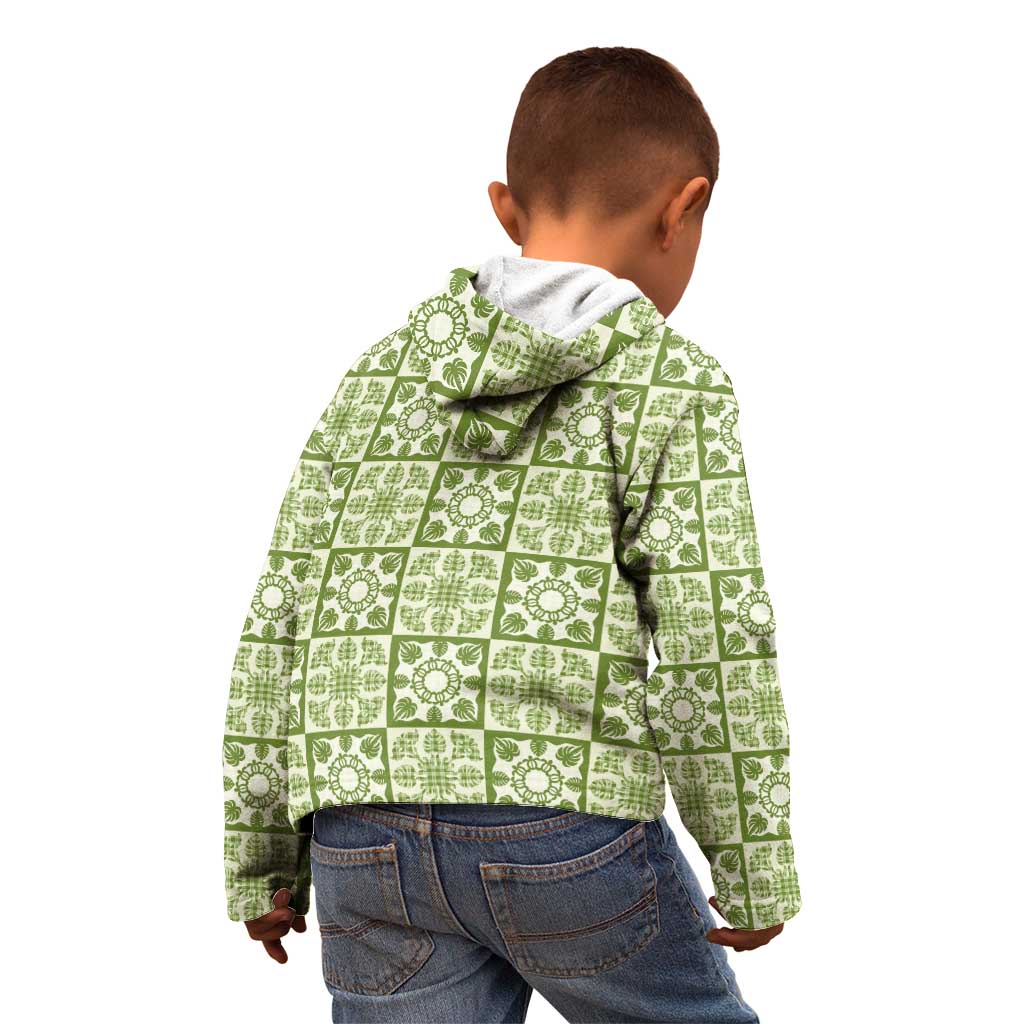 Omaomao Palaka Quilt Hawaii Kid Hoodie Hawaiian Tropical Monstera Sea Turtle LT14 - Polynesian Pride
