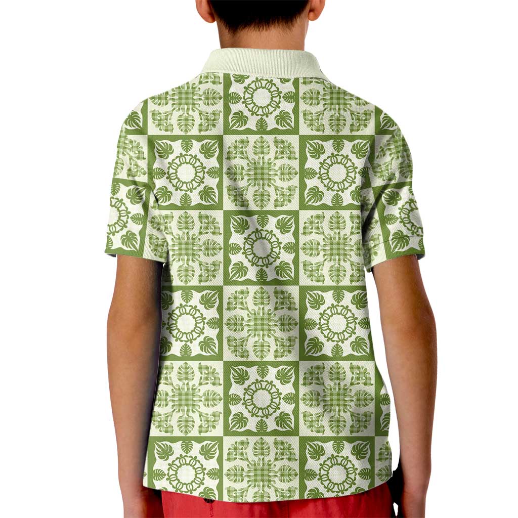 Omaomao Palaka Quilt Hawaii Kid Polo Shirt Hawaiian Tropical Monstera Sea Turtle LT14 - Polynesian Pride