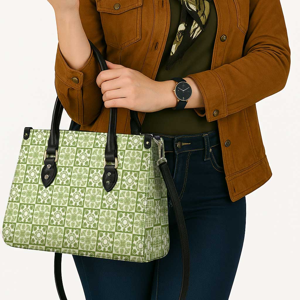 Omaomao Palaka Quilt Hawaii Leather Bag Hawaiian Tropical Monstera Sea Turtle