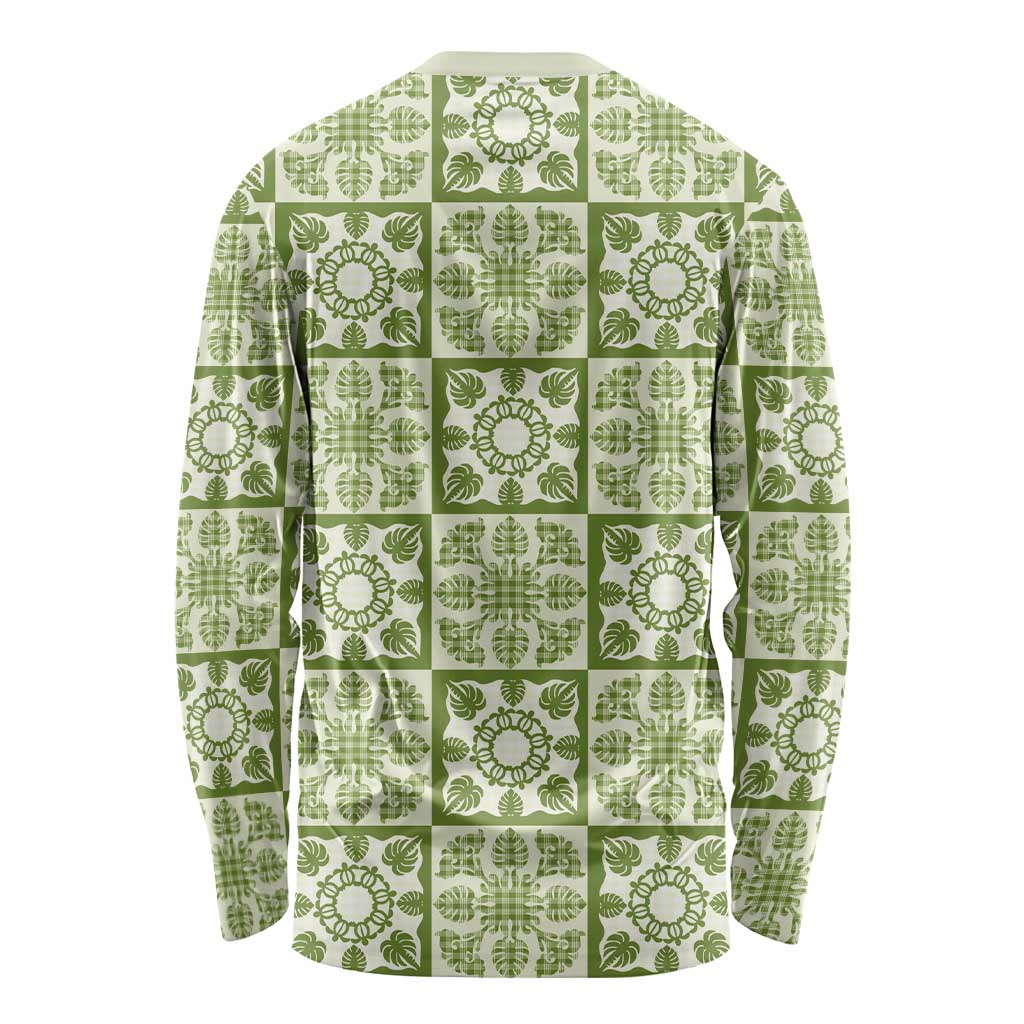 Omaomao Palaka Quilt Hawaii Long Sleeve Shirt Hawaiian Tropical Monstera Sea Turtle LT14 - Polynesian Pride