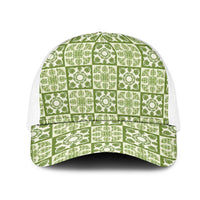 Omaomao Palaka Quilt Hawaii Mesh Trucker Cap Hawaiian Tropical Monstera Sea Turtle