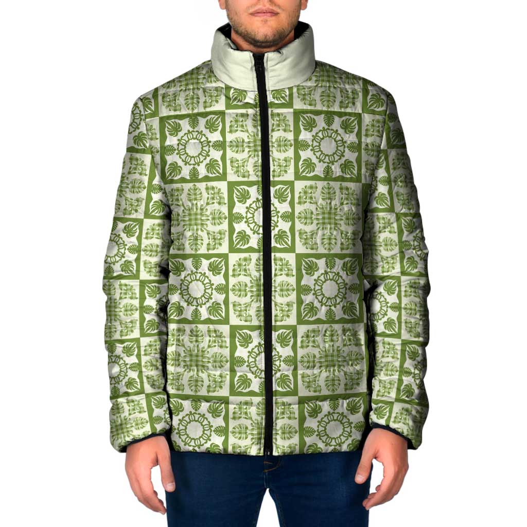 Omaomao Palaka Quilt Hawaii Padded Jacket Hawaiian Tropical Monstera Sea Turtle
