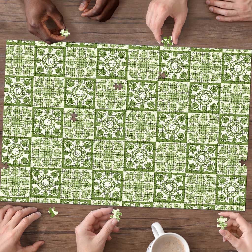 Omaomao Palaka Quilt Hawaii Puzzle Hawaiian Tropical Monstera Sea Turtle LT14 - Polynesian Pride