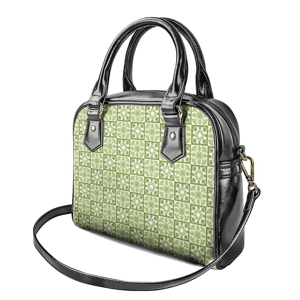 Omaomao Palaka Quilt Hawaii Shoulder Handbag Hawaiian Tropical Monstera Sea Turtle