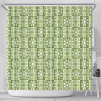 Omaomao Palaka Quilt Hawaii Shower Curtain Hawaiian Tropical Monstera Sea Turtle