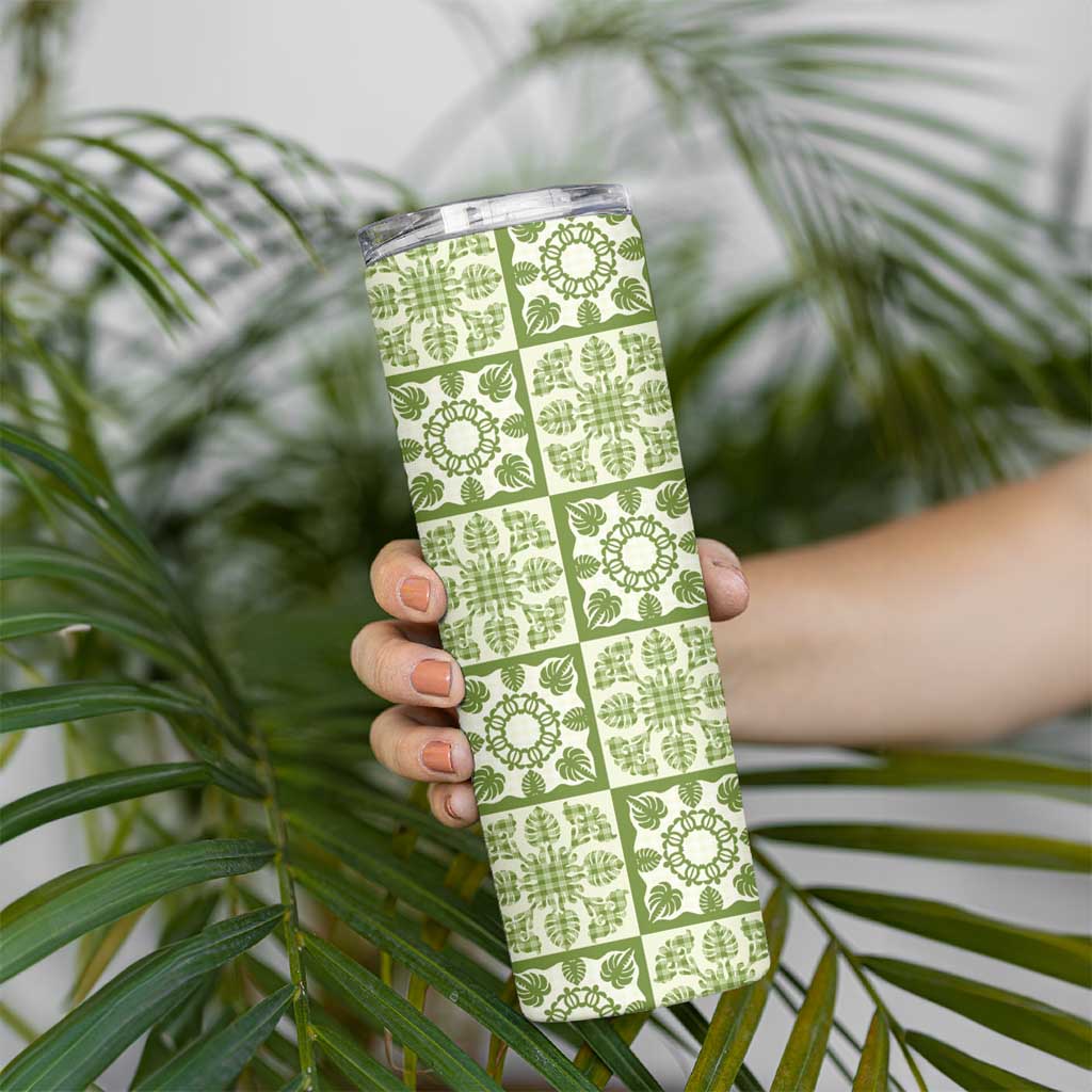 Omaomao Palaka Quilt Hawaii Skinny Tumbler Hawaiian Tropical Monstera Sea Turtle