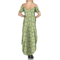 Omaomao Palaka Quilt Hawaii Summer Maxi Dress Hawaiian Tropical Monstera Sea Turtle LT14 - Polynesian Pride