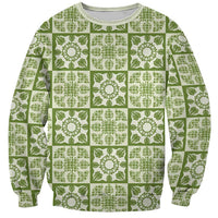 Omaomao Palaka Quilt Hawaii Sweatshirt Hawaiian Tropical Monstera Sea Turtle
