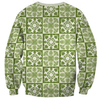Omaomao Palaka Quilt Hawaii Sweatshirt Hawaiian Tropical Monstera Sea Turtle