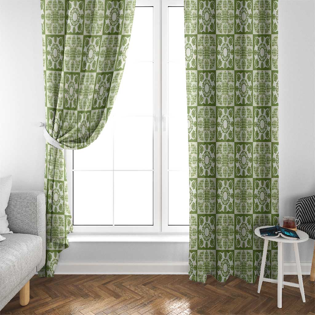 Omaomao Palaka Quilt Hawaii Window Curtain Hawaiian Tropical Monstera Sea Turtle