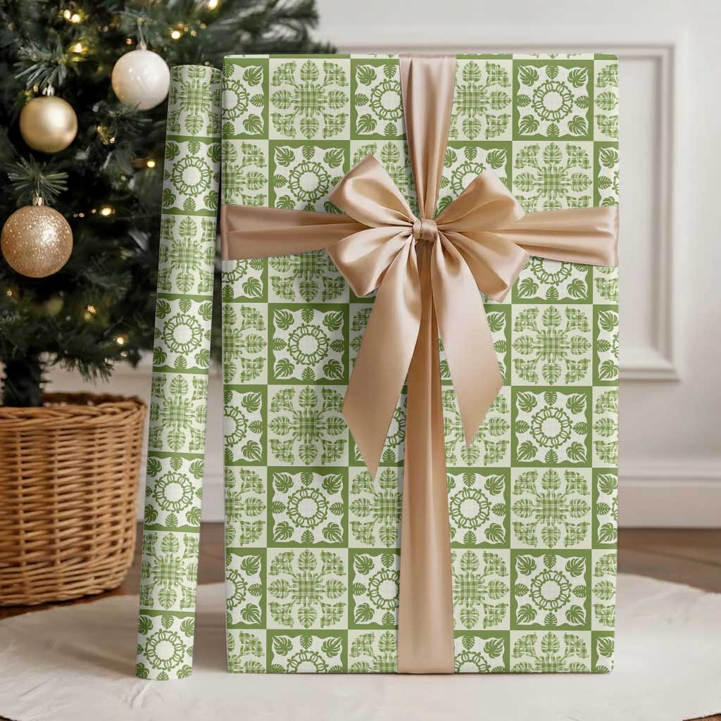 Omaomao Palaka Quilt Hawaii Wrapping Paper Hawaiian Tropical Monstera Sea Turtle